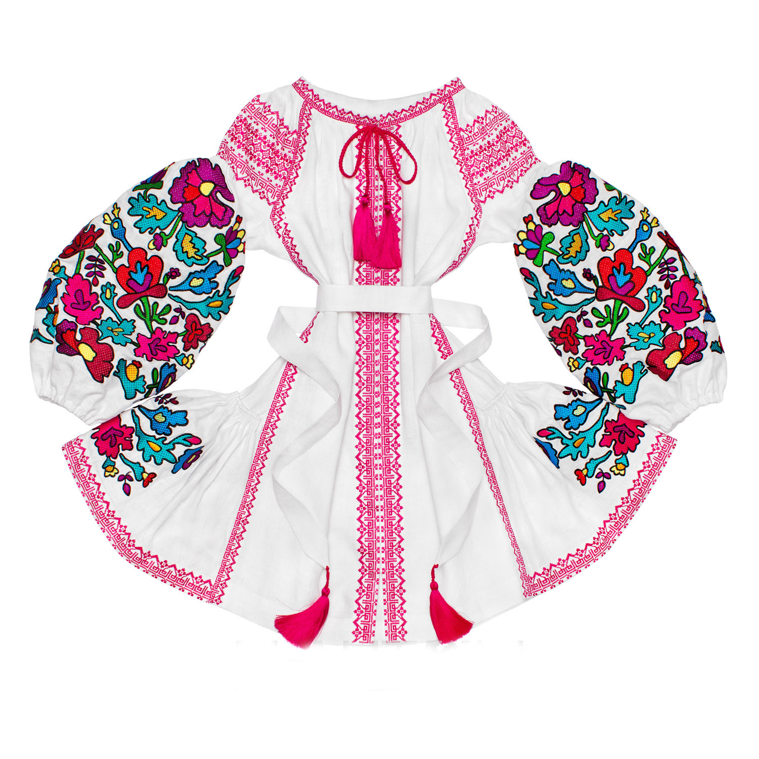 Buy Linen white Folk Ukrainian short dress Vyshyvanka, Casual Festival Boho Ethnic clothes
